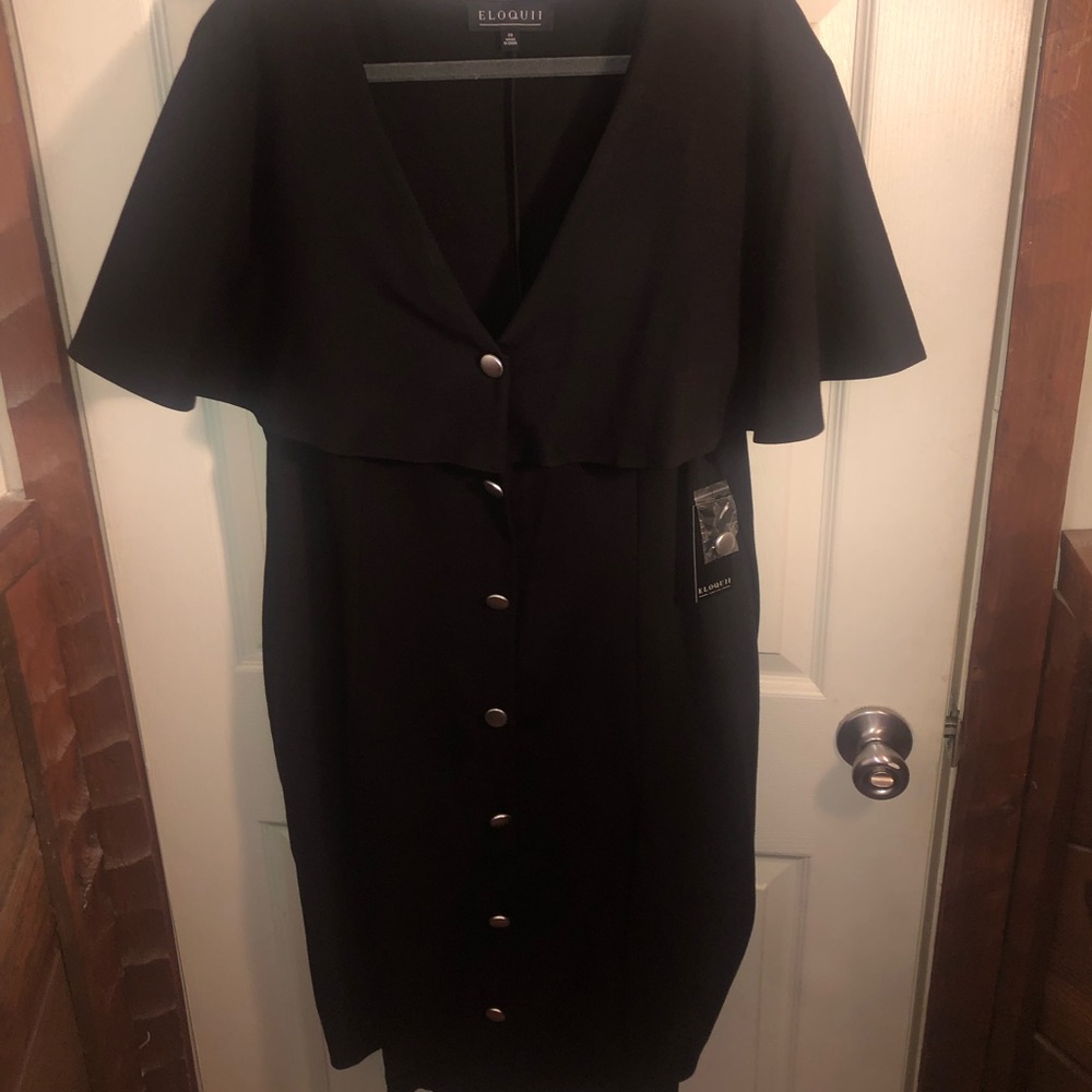 Eloquii Black Dress with Capelet Detail US20 NWT